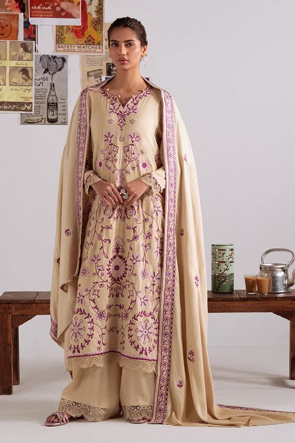 FAWN RADIANCE-3PC LINEN EMBROIDERED SUIT