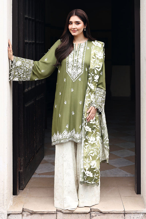 MOSS REVERIE-3PC LINEN EMBROIDERED SUIT