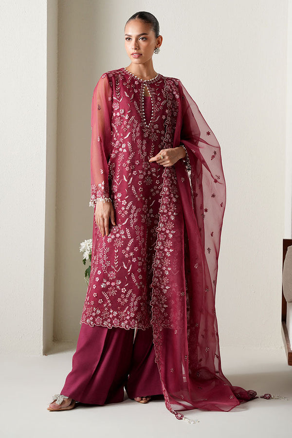 GARNET GLOW-4PC ORGANZA EMBROIDERED SUIT