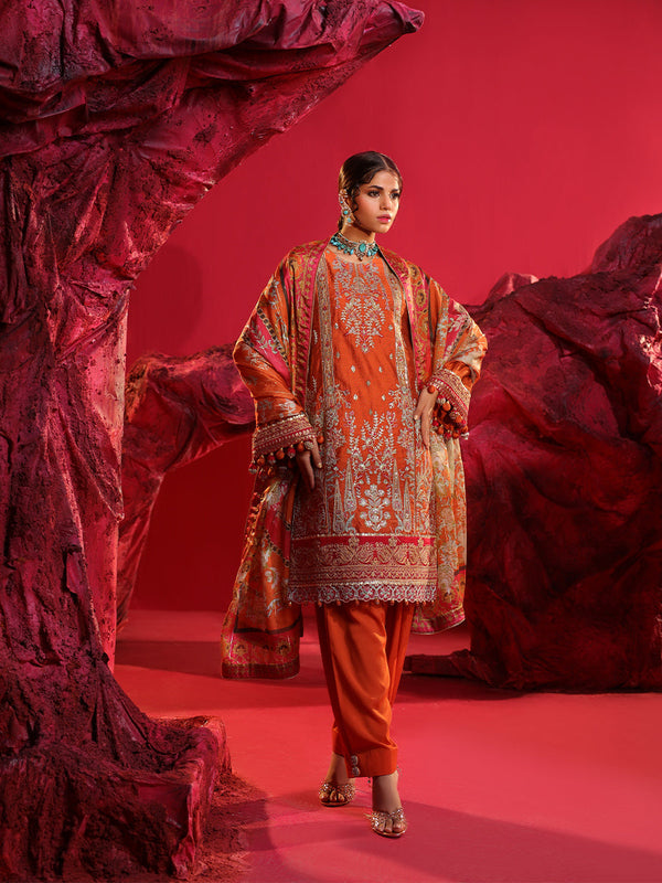 3PC STITCHED FESTIVE FORMAL EMBROIDERED SUIT