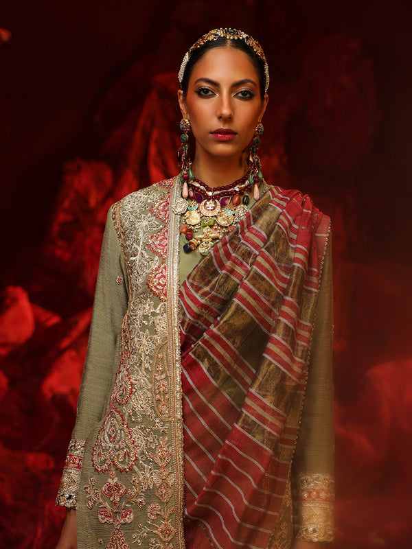 3PC STITCHED FESTIVE EMBROIDERED SUIT