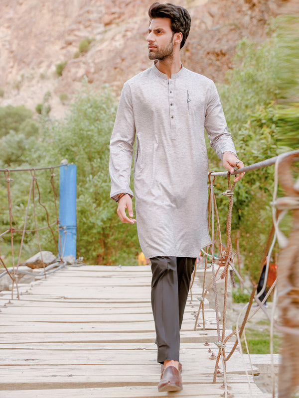 Grey Blended Kurta - AL-K-1034