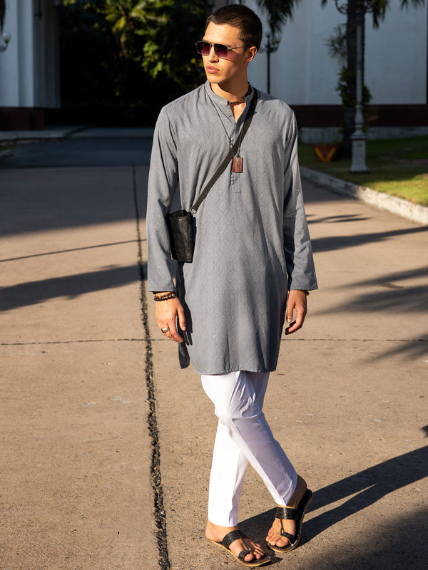 Blue Blended Kurta - AL-K-1149C