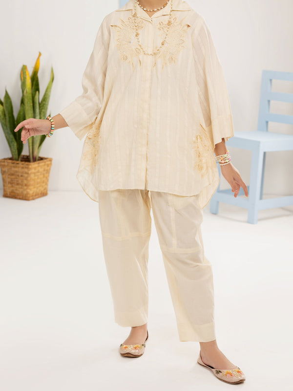 Off White Jacquard 2 Piece Stitched - ALT-2PS-LKS-1114