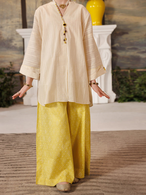 Off White Cotton Dobby 2 Piece Stitched - ALT-2PS-LKS-1158