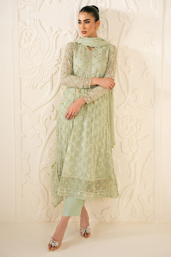 SAGE SERENITY-3PC CHIFFON EMBROIDERED PRET