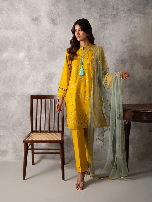 3PC UNSTITCHED EMBROIDERED LUXURY LAWN SUIT