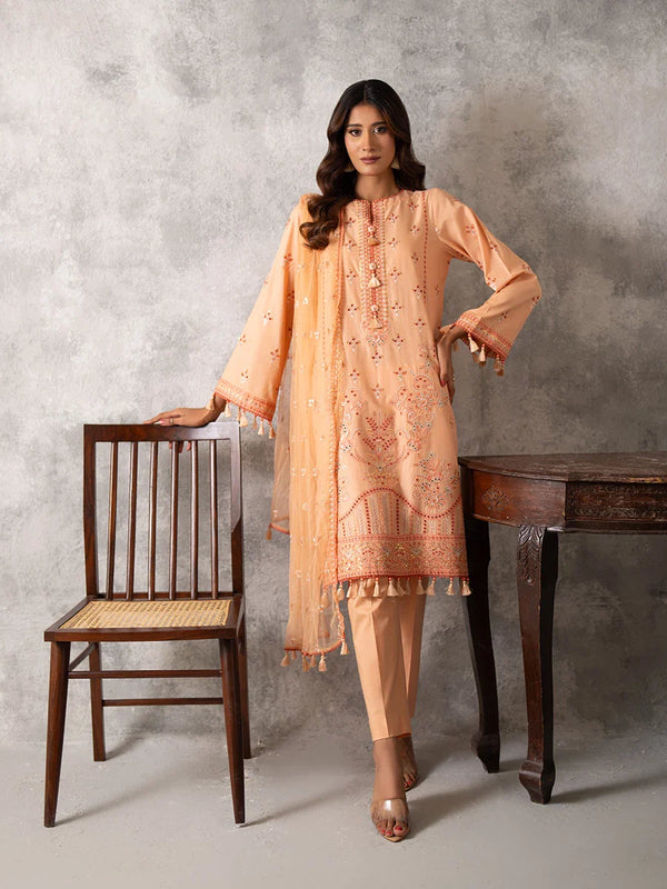 3PC UNSTITCHED EMBROIDERED LUXURY LAWN SUIT