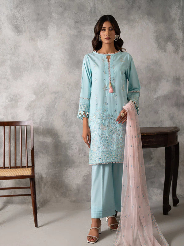 3PC UNSTITCHED EMBROIDERED LUXURY LAWN SUIT