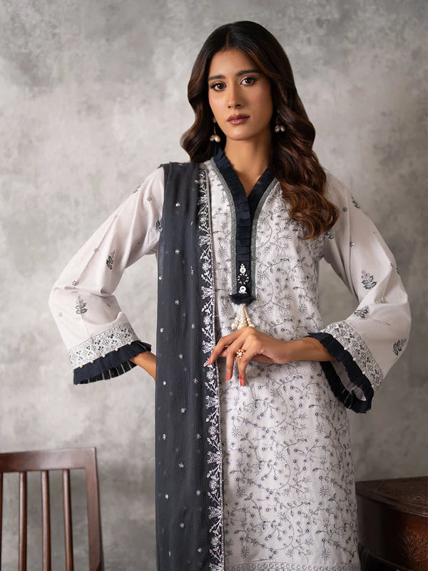 3PC UNSTITCHED EMBROIDERED LUXURY LAWN SUIT