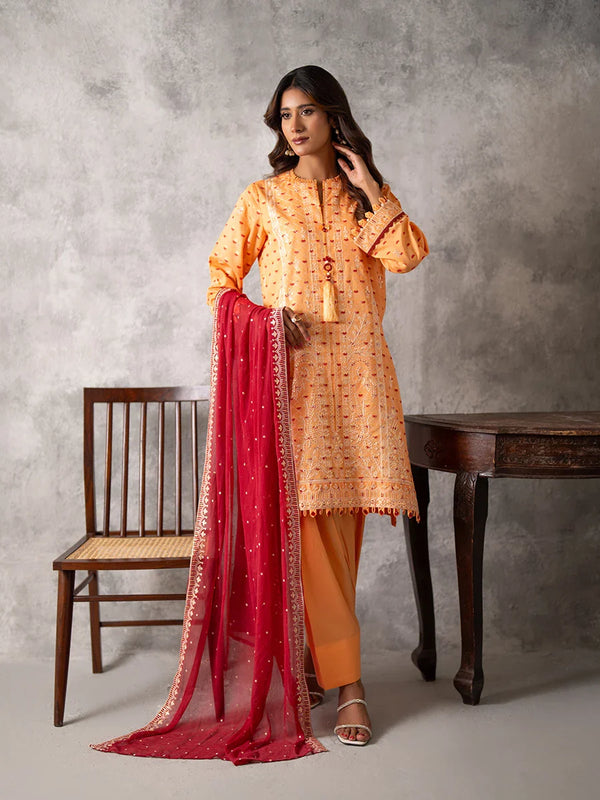 3PC UNSTITCHED EMBROIDERED LUXURY LAWN SUIT