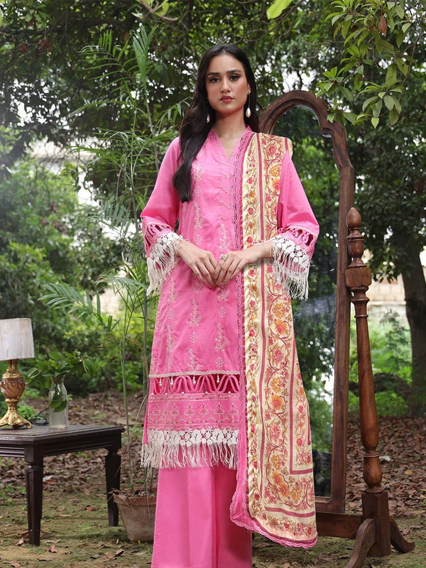3PC STITCHED LUXURY CAMBRIC EMBROIDERED SUIT