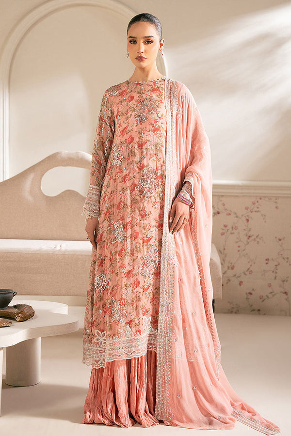CORAL PUNCH-4PC ORGANZA EMBROIDERED SUIT