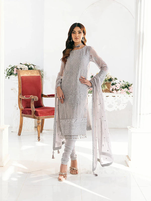 3PC Stitched Chiffon Embroidered Suit (CH034)