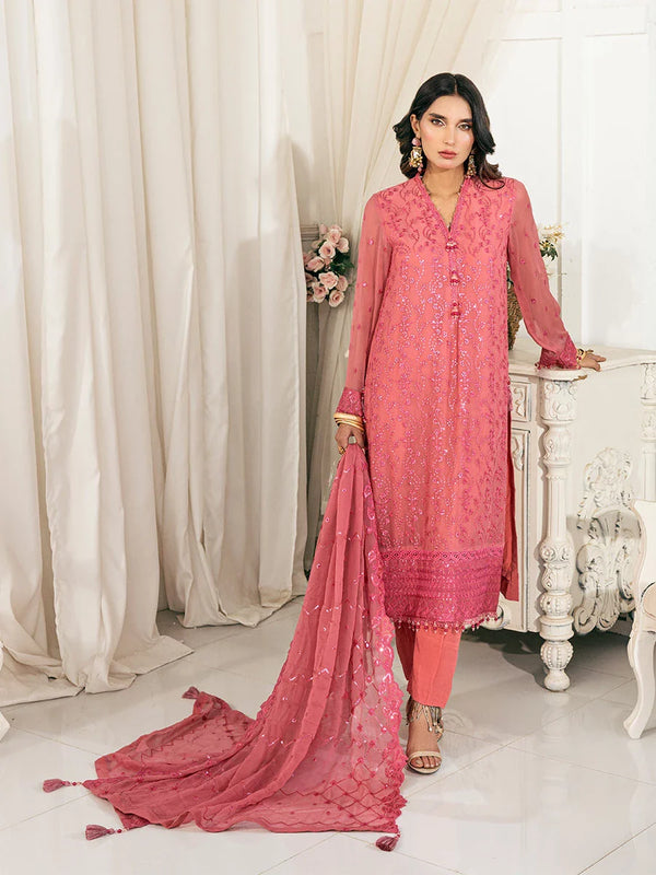 3PC Unstitched Chiffon Embroidered Suit (CH025)