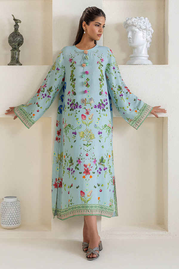 OCEAN MIST PRINTED SILK  SHIRT