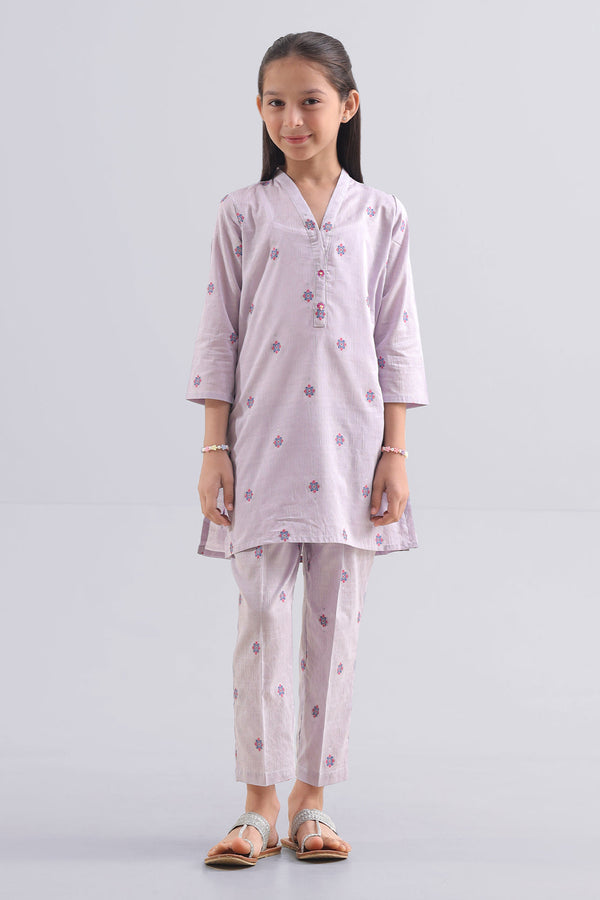 Stitched Cotton Jacquard Shirt/trouser For Kids