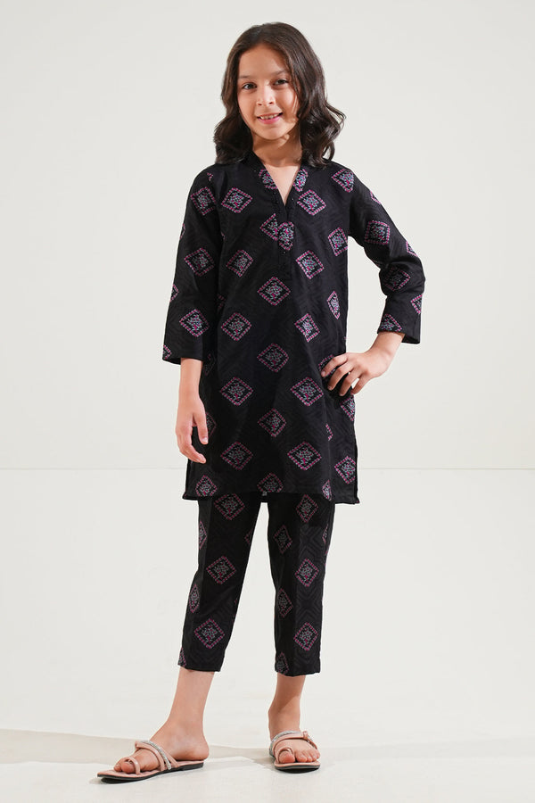 Stitched Cotton Jacquard Shirt/trouser For Kids