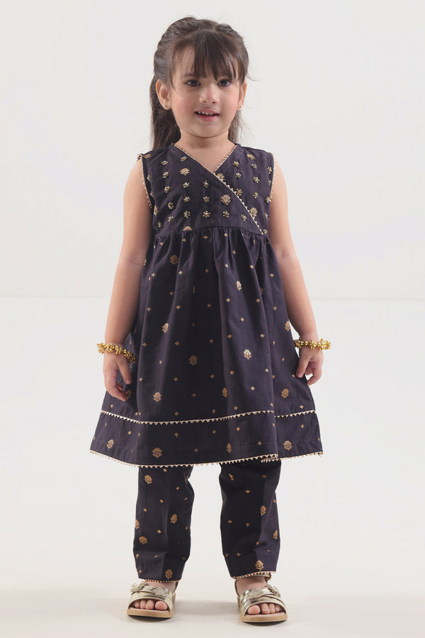 Stitched Cotton Jacquard Shirt/trouser For Kids