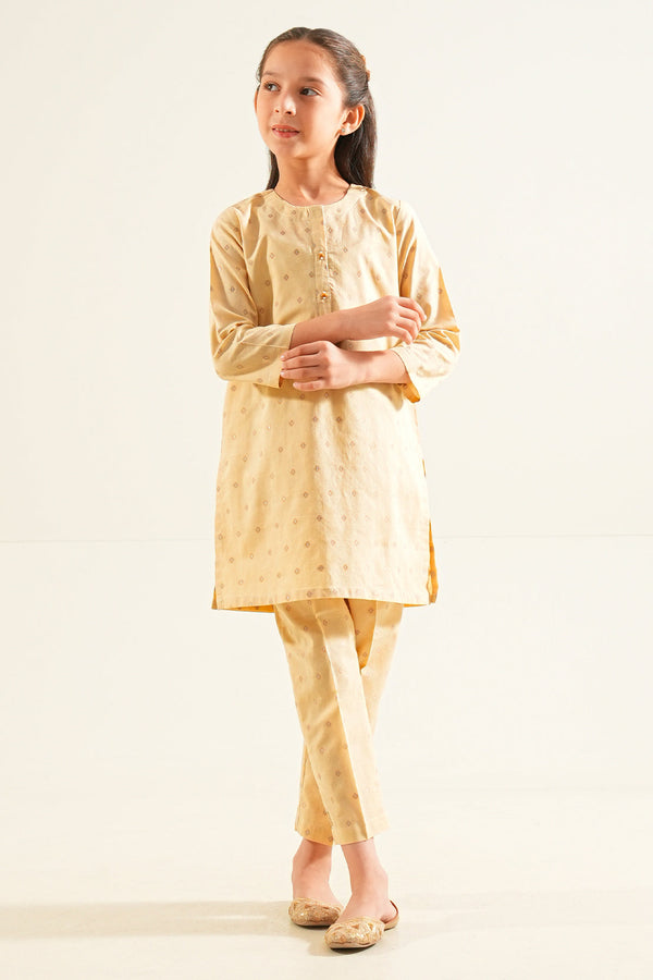 Stitched Cotton Jacquard Shirt For Kids