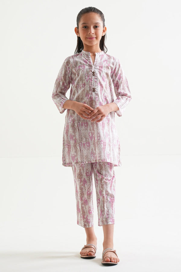 Printed Lawn Stitched 2 Piece (Shirt/Trouser) For Kids