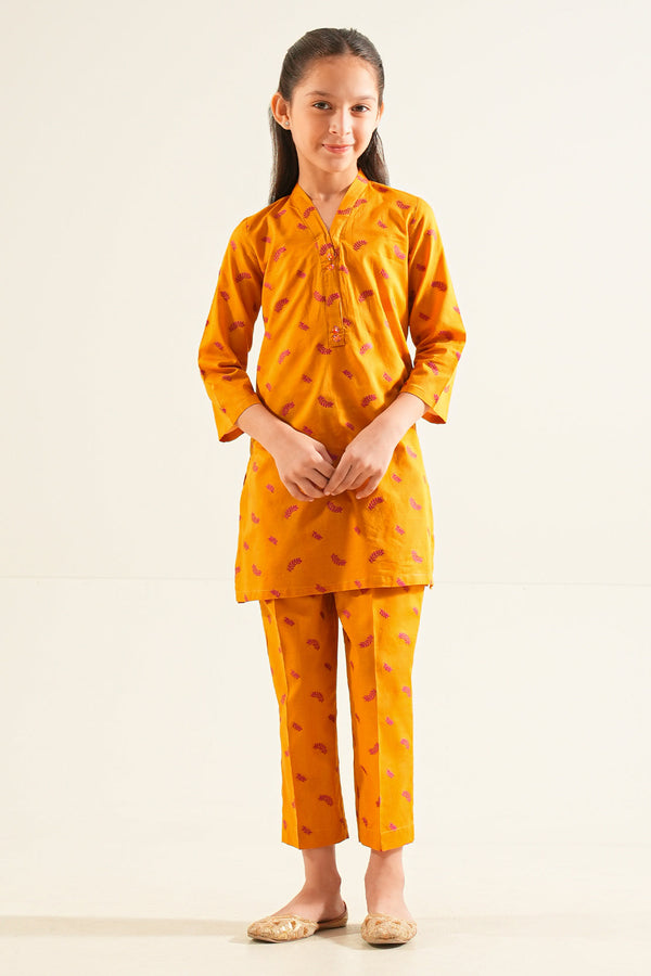 Stitched Cotton Jacquard Shirt/trouser For Kids