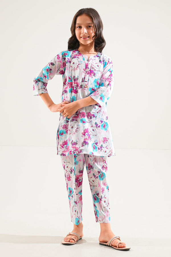 Printed Lawn Stitched 2 Piece (Shirt/Trouser) For Kids