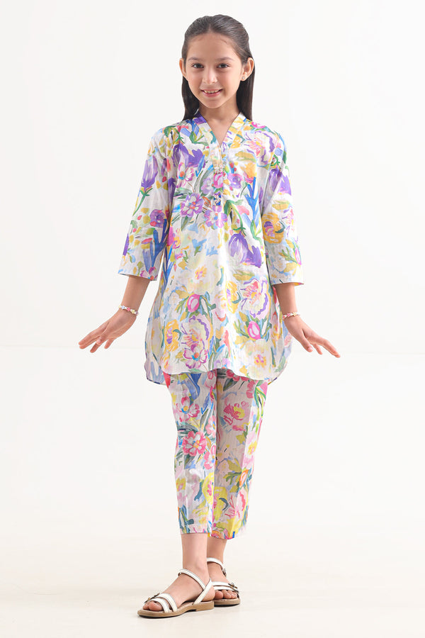 Printed Lawn Stitched 2 Piece (Shirt/Trouser)  For Kids