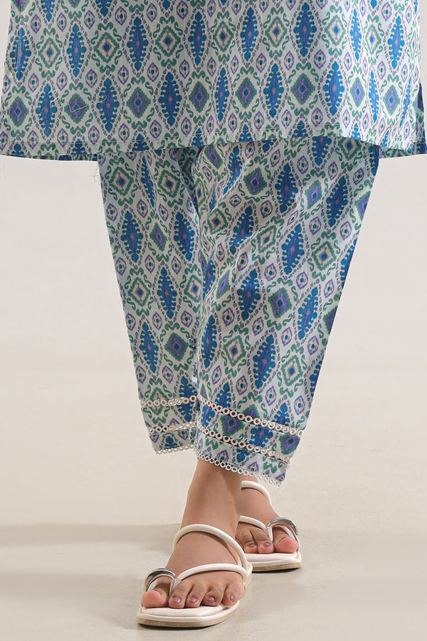 Printed Strip Lawn Pants