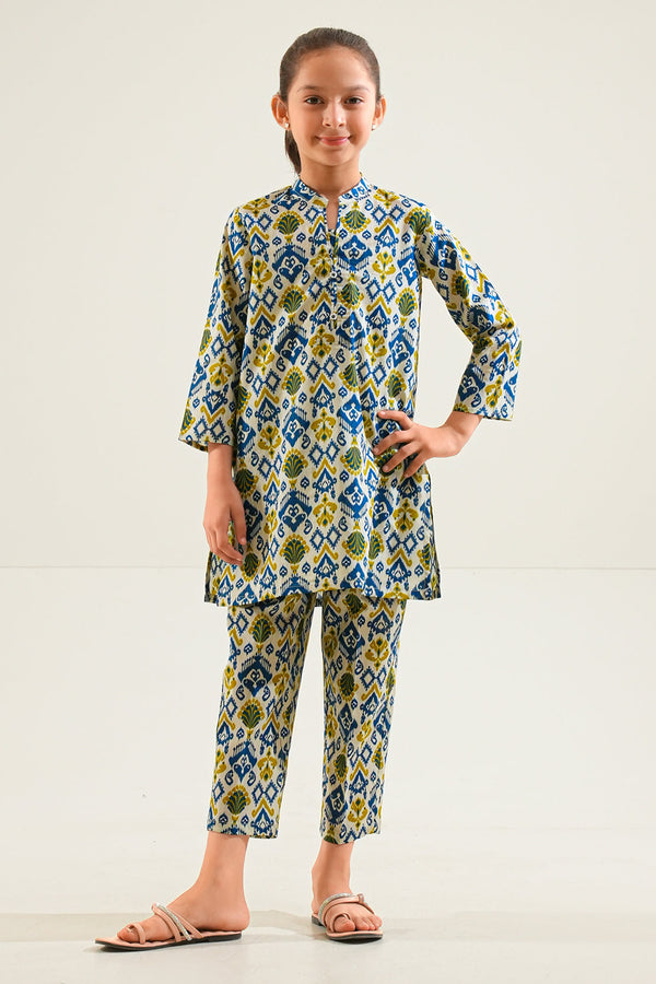 Printed Strip Lawn Stitched 2 Piece (Shirt/Trouser)  For Kids