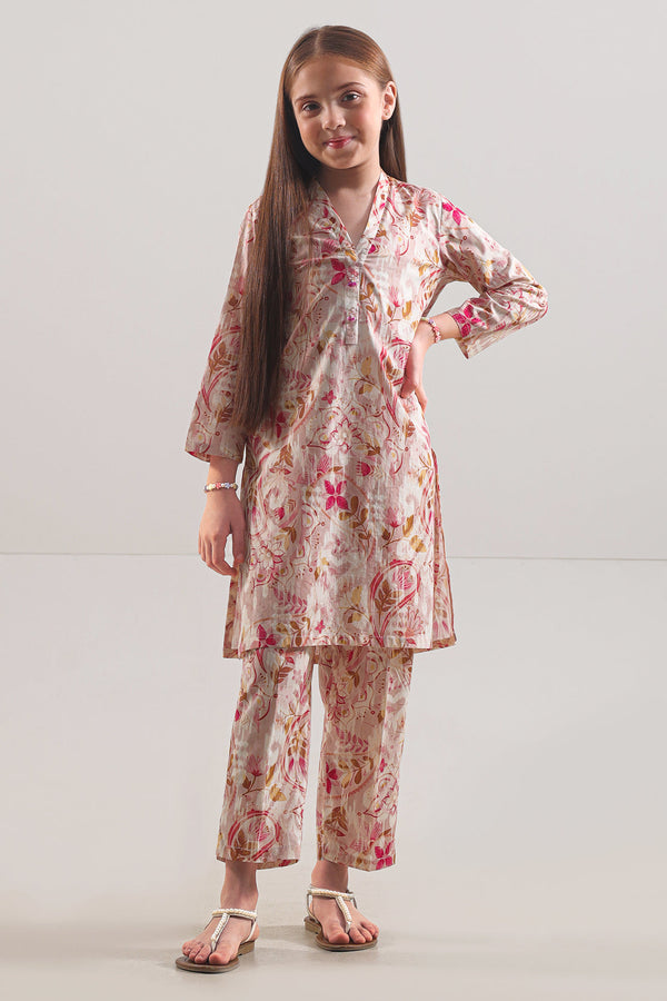 Printed Strip Lawn Stitched 2 Piece (Shirt/Trouser) For Kids
