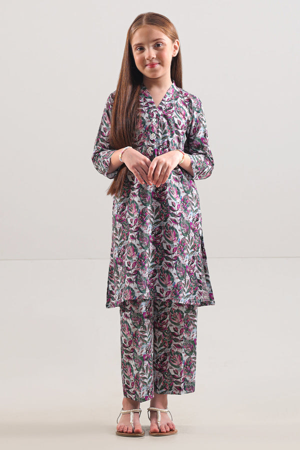 Printed Strip Lawn Stitched 2 Piece (Shirt/Trouser) For Kids