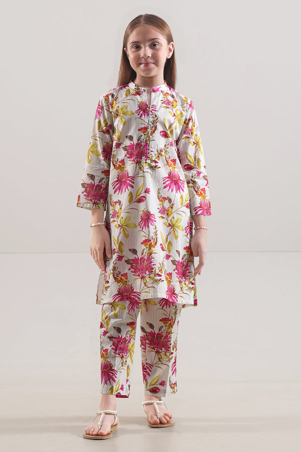 Printed Strip Lawn Stitched 2 Piece (Shirt/Trouser) For Kids