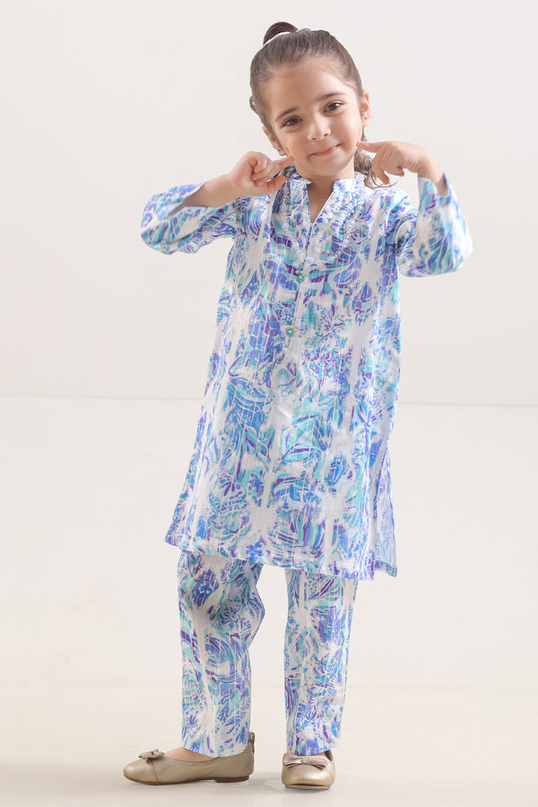 Printed Strip Lawn Stitched 2 Piece (Shirt/Trouser)  For Kids