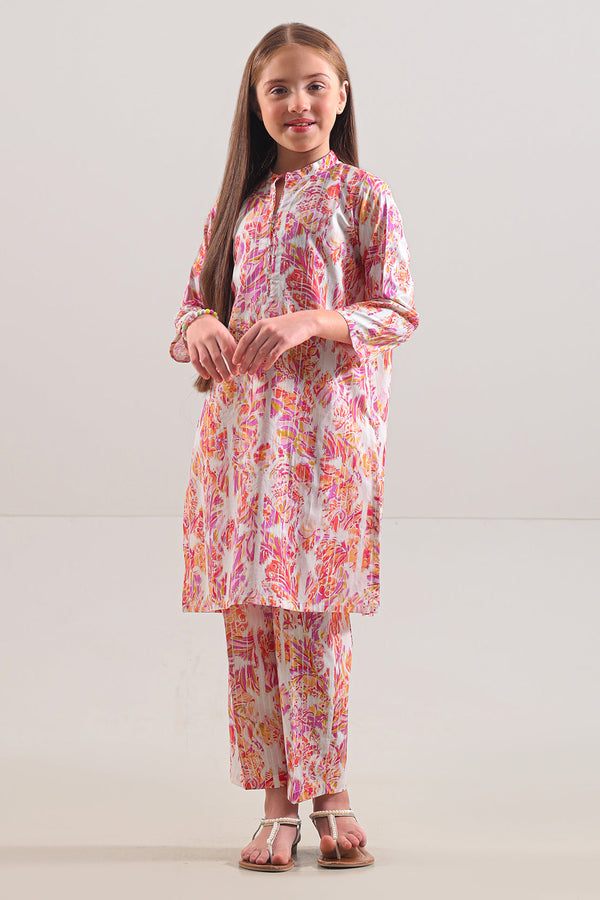 Printed Strip Lawn Stitched 2 Piece (Shirt/Trouser) For Kids