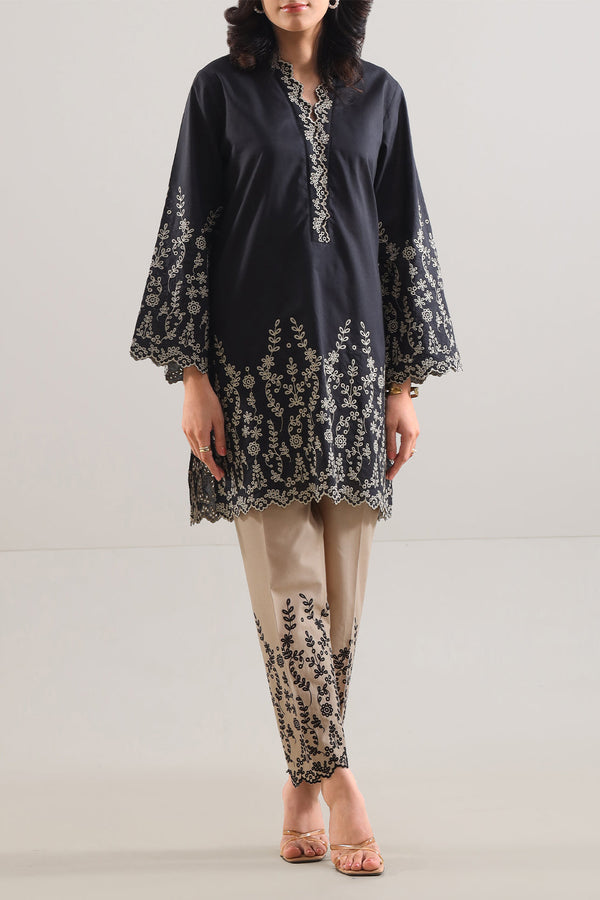 Solid Embroidered Cambric Stitched Shirt