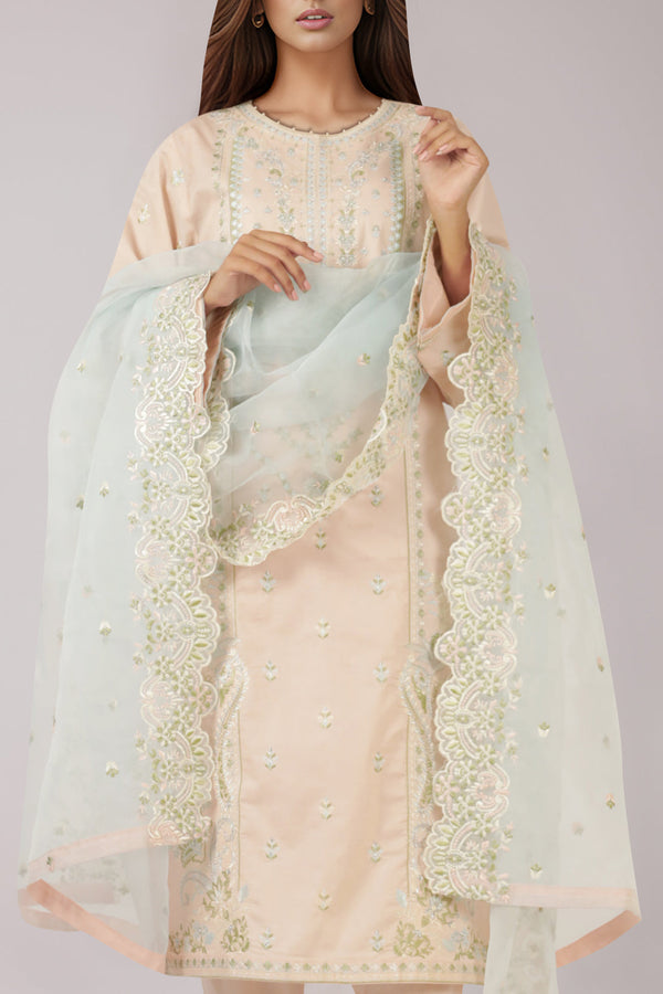 Luxury Pret Embroidered Cotton Stitched 3 Piece