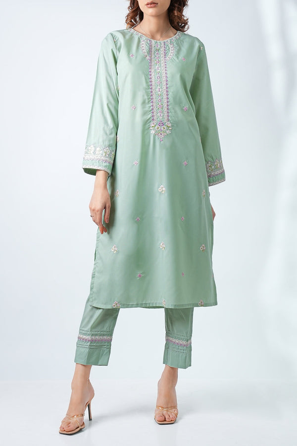 Solid Embroidered Polyester Stitched Shirt