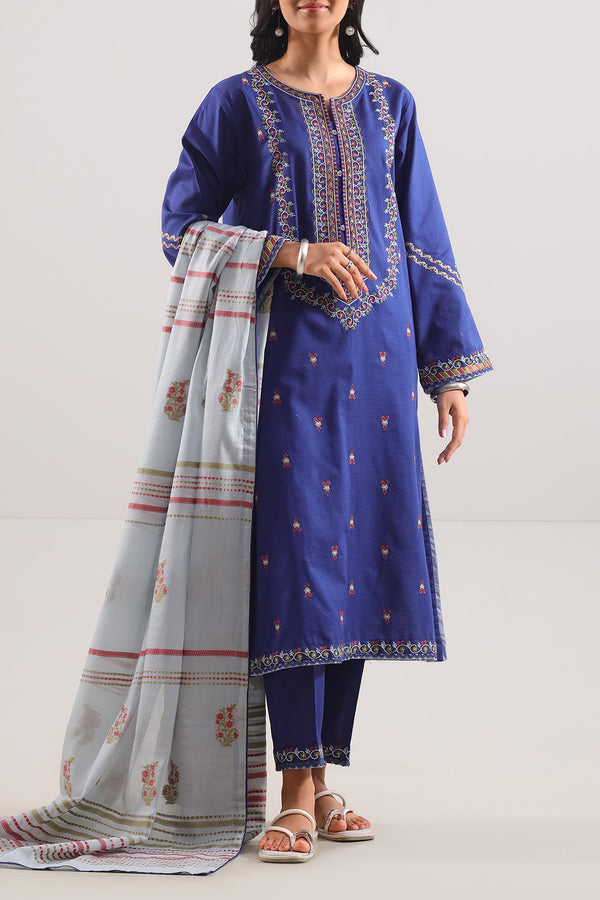 Luxury Pret Embroidered Cotton Jacquard Stitched 3 Piece