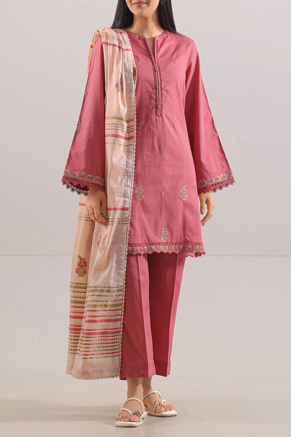 Luxury Pret Embroidered Cotton Jacquard Stitched 3 Piece