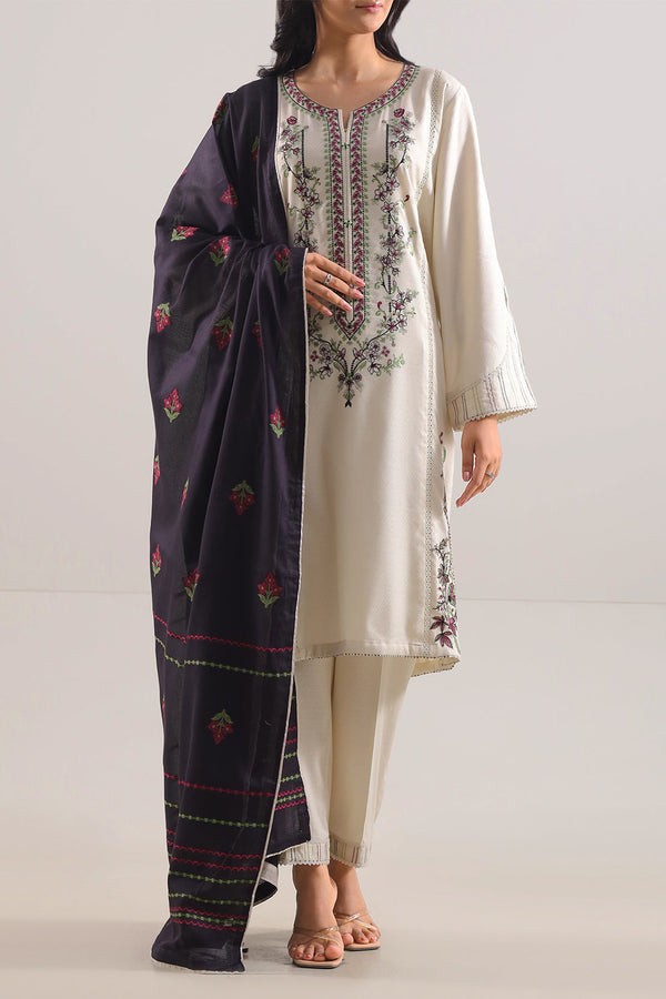 Luxury Pret Embroidered Cotton Jacquard Stitched 3 Piece