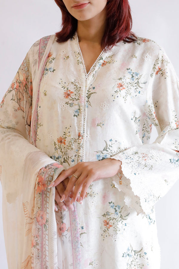 Luxury Pret Printed Embroidered Cotton Jacquard Stitched 2 Piece (Shirt/Trouser)