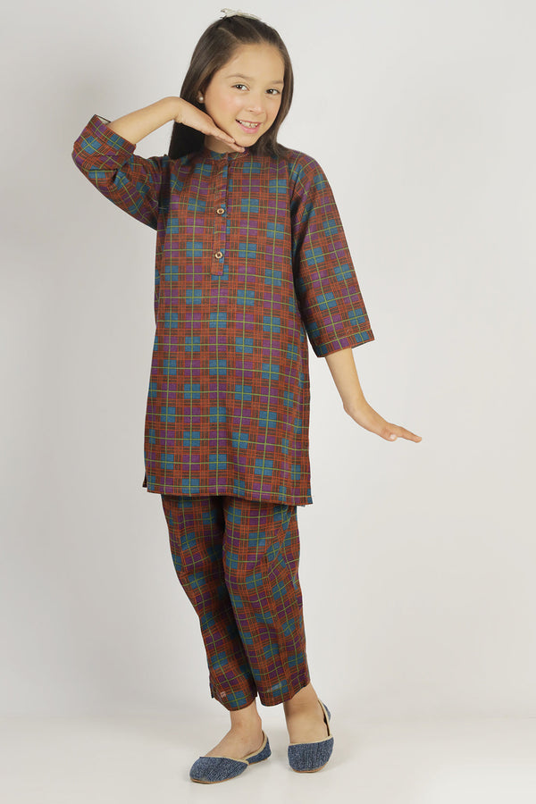 Printed Khaddar Stitched Shirt/Trouser For Kids