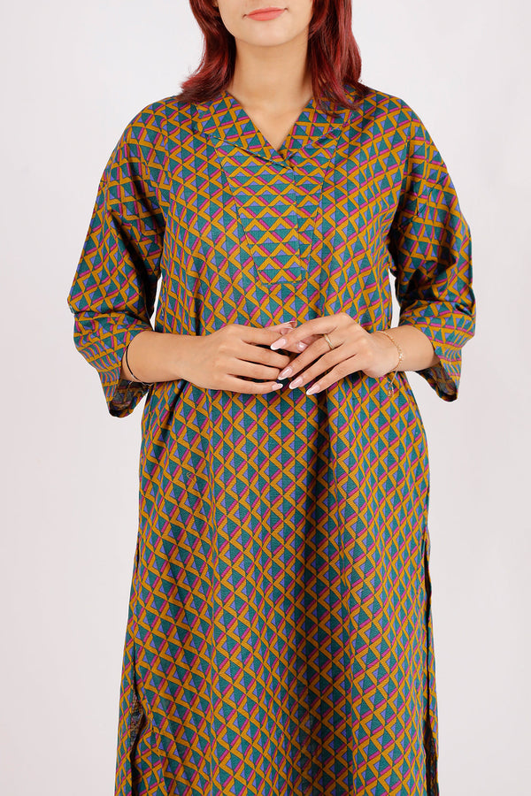 Printed Khaddar Stitched Shirt