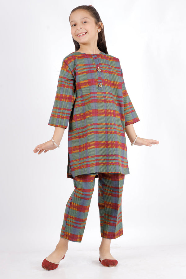 Printed Khaddar Stitched Shirt/Trouser For Kids