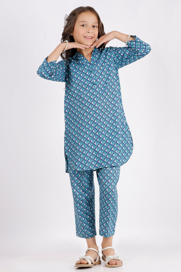 Printed Khaddar Stitched Shirt/Trouser For Kids