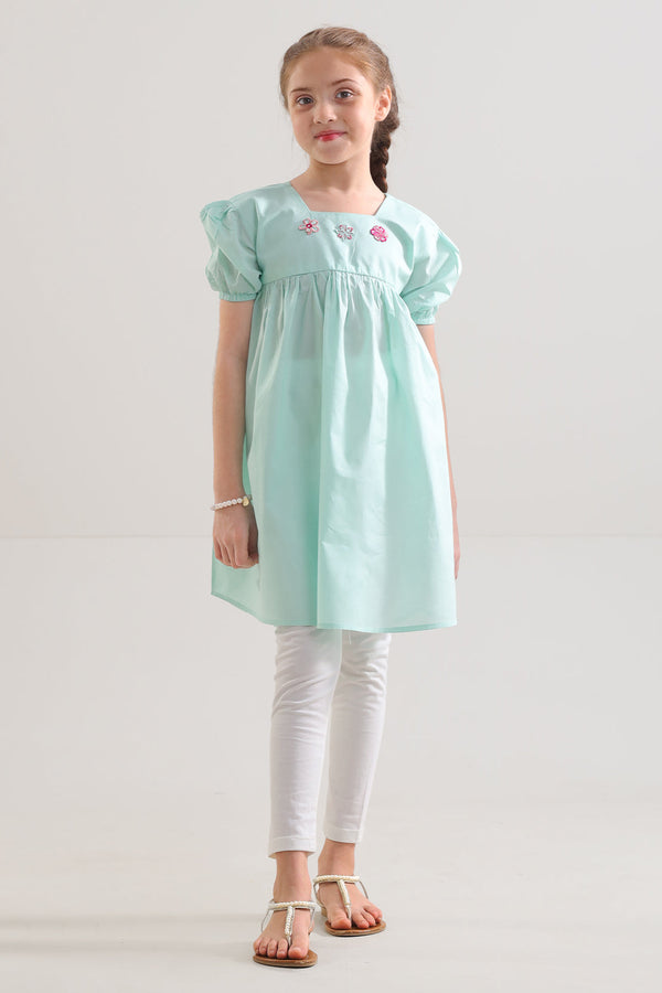 Solid Embroidered Cambric Stitched Shirt For Kids