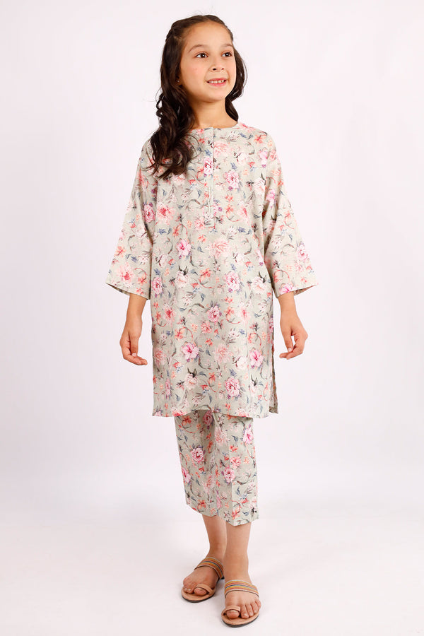 Printed Lawn Stitched 2 Piece (Shirt/Trouser)  For Kids