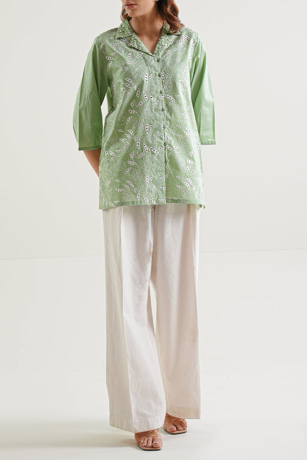 Solid Embroidered Cotton Stitched Shirt