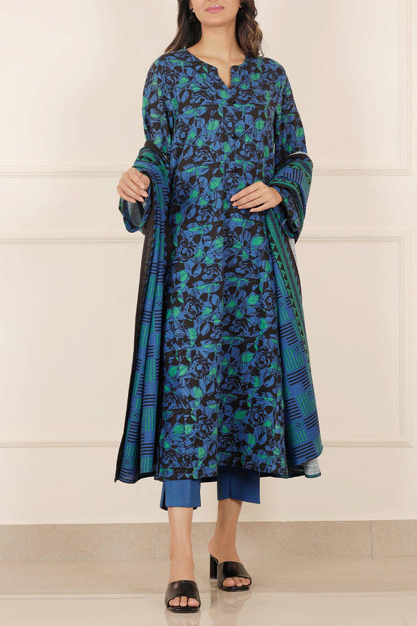 Printed Khaddar Stitched 3 Piece